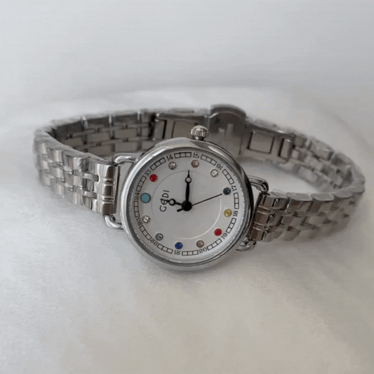Radiant Spectrum Timepiece: Silver and Multicolor Dial Watch