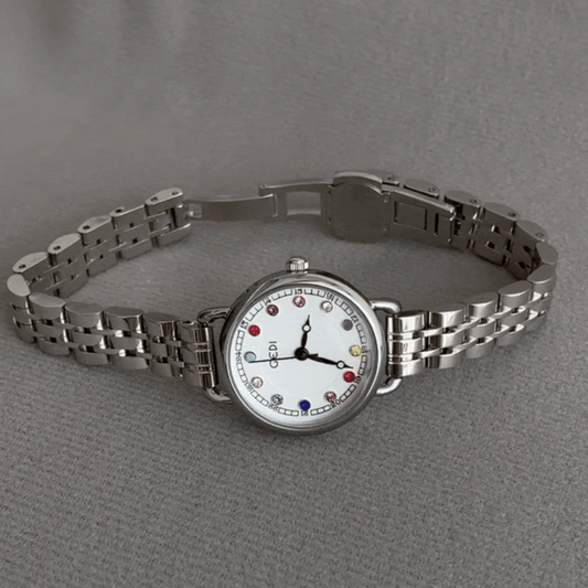 Radiant Spectrum Timepiece: Silver and Multicolor Dial Watch
