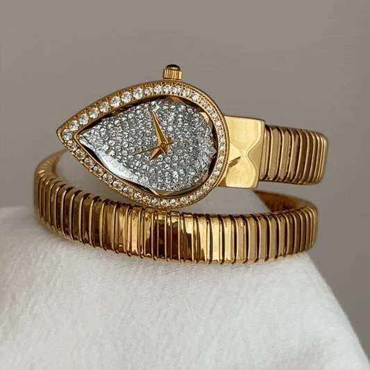 Fashion Unique Snake Wrap Women’s Quartz Watch with Full Diamond Serpenti Design