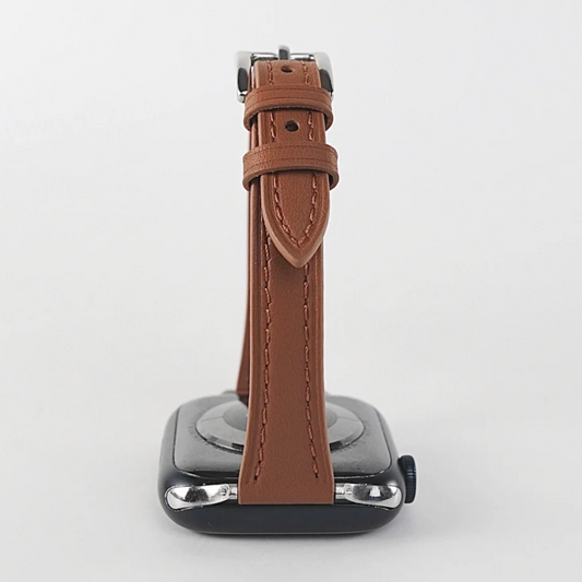Brown Unisex Slim Waist Design Watch Band Calf Leather for Apple Watch – Grace