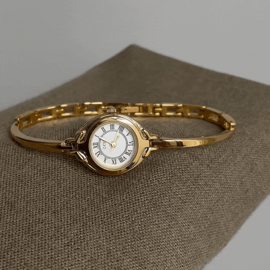 Zlatna narukvica Quartz Watch za ĆŸene - minimalistiÄki bijeli biranje i sitni dizajn