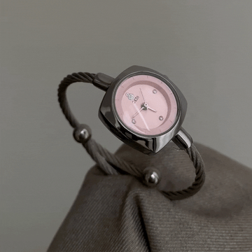 Siva srebrna Bangle & Pink Dial: Ženski kvarc