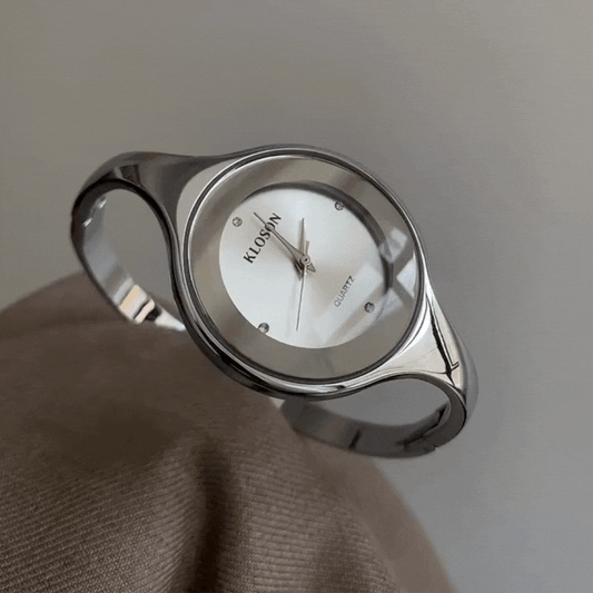 Montre-bracelet minimaliste argentée pour femme – Grand cadran blanc, moderne et élégante