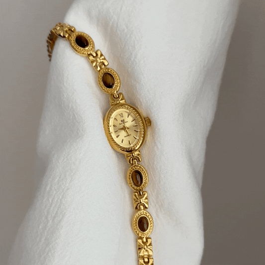Montre Crimson Elegance : montre à quartz œil de tigre