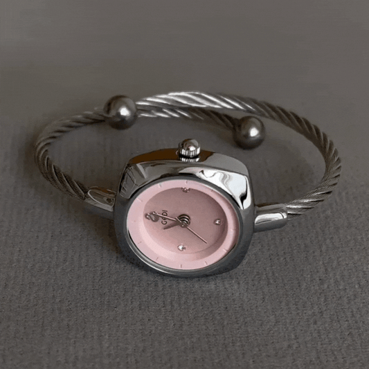 Siva srebrna Bangle & Pink Dial: Ženski kvarc