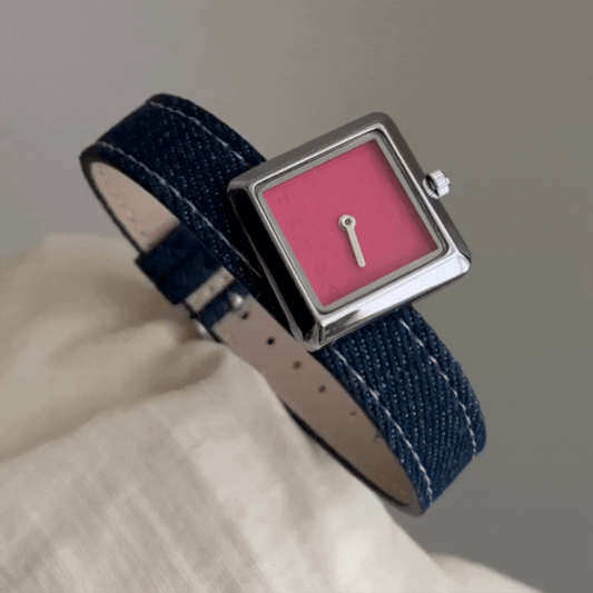 Montre Denim Rose : Montre à quartz à cadran rose