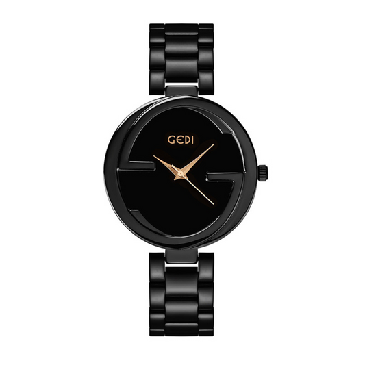 Moderan crni čelični remen minimalistički kvarc sat za žene