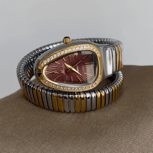 Angora Red Dial Two-Tone Coiled Serpenti Quartz Watch