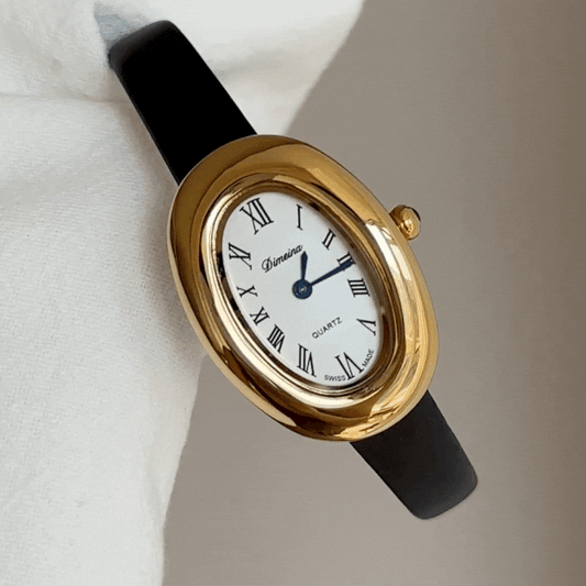 Hodinky Golden Grace: Oválný římský číselný číselník s černým popruhem