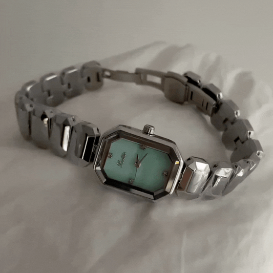 Mint Breeze Timepiece: Silver Steel Mint Dial Quartz Watch