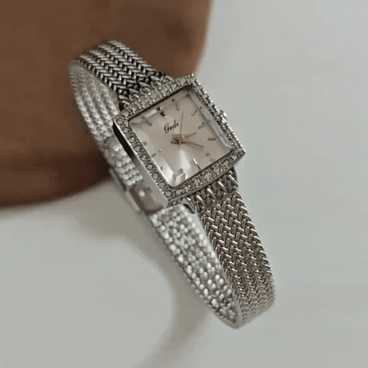 Silver Women’s Square Dial Quartz Watch Minimalist Elegant Style – Argent Square