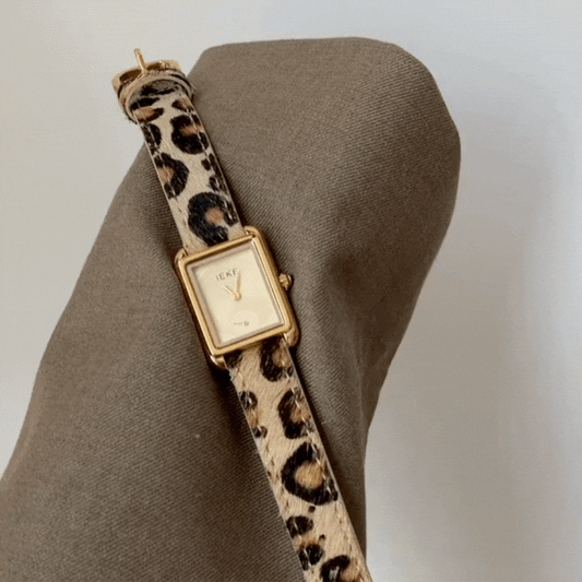 Leopard Print Strap Gold Rectangle Women’s Quartz Watch – Fashion Ladies Wristwatch