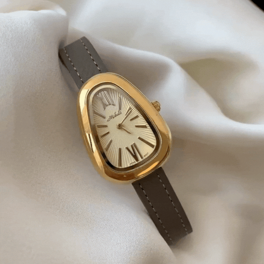 Elephant Grey Leather with Gold Case: Serpenti Quartz Watch
