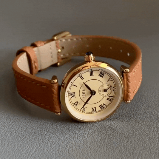 Vintage hnědý hodinky: Roman Dial and Quartz Watch