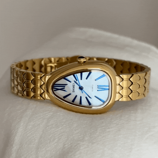 Fashion Women’s Quartz Watch – Gold Stainless Steel Serpenti Bracelet Design