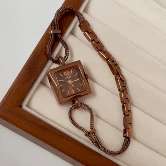 Melard Brown Timepiece: Square Waterproof Chain Watch