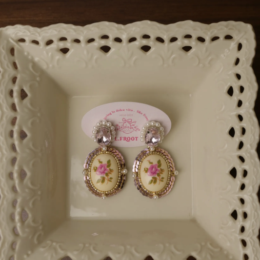 “Sicily” Vintage Floral Beaded Earrings