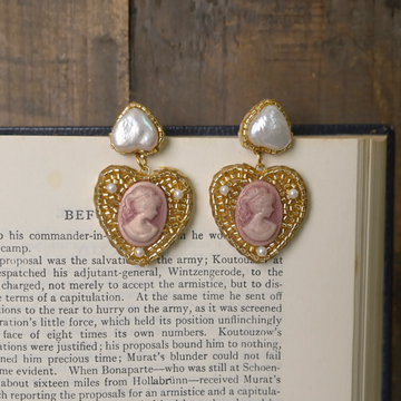 Handmade Baroque Portrait Pearl Earrings