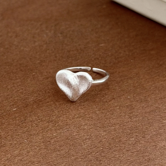 Matte Heart Adjustable Ring