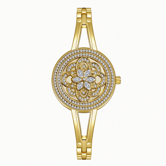 Vintage Locket-Style Watch with White Mother-of-Pearl Dial & Gold Alloy Chain