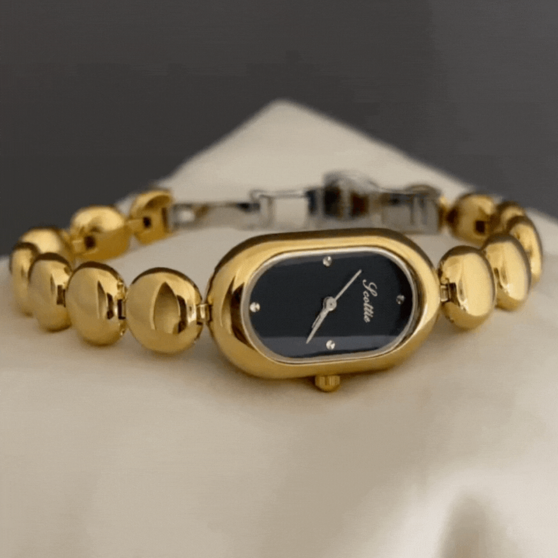 Vintage Studio Quartz Womens Gold Tone Cuff Bracelet Watch Black Oval Elegant Vintage Studio Quartz Womens Gold Tone Cuff Bracelet Watch  main image 2