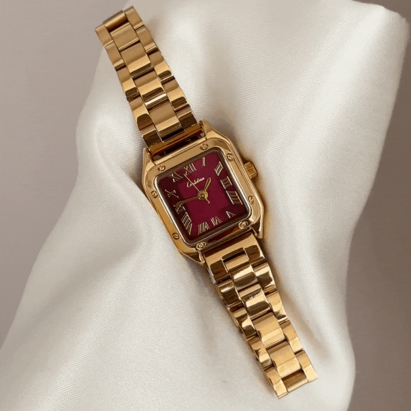 Gold-Tone Chain Bracelet Watch with Red Dial Buy Eliyina Women main image 3