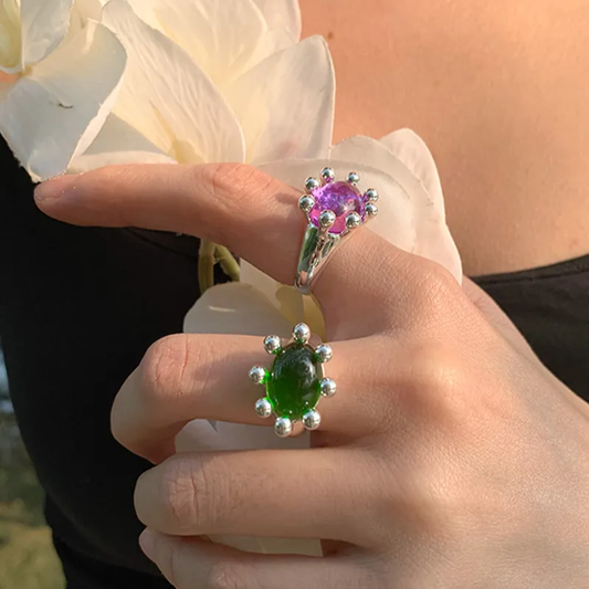 Minimalist Colorful Glass Open Ring