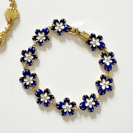 Blue Enamel Flower Bracelet