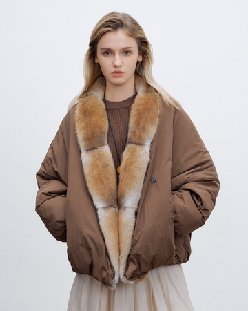 Luxury Down Parka with Removable Mink Fur Trim