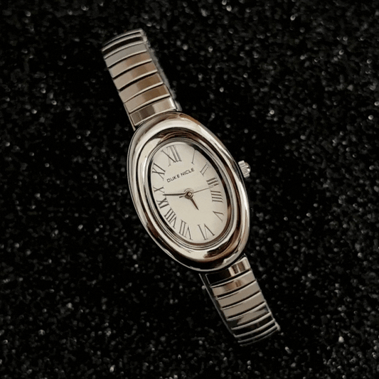 Modern White Bathtub Dial Watch – Silver Bezel & Alloy Bracelet Quartz