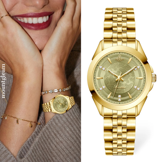 Green Women Watch - Vintage Round Face Bangle Watch Gold Elegant Style | Oliven