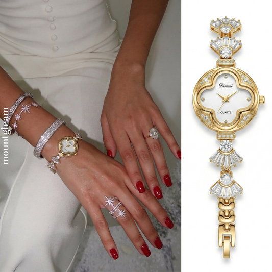 Golden Clover Timepiece: Quartz Watch
