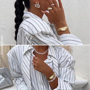 Gold Half Moon Dial Watch for Women | Elegant Crescent Minimalist Timepiece