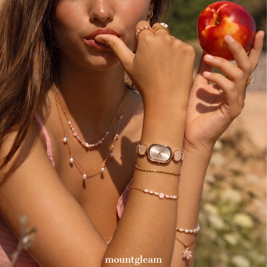 Shell Geometry Irregular Pink Chain Rose Gold Dial Watch: Chic Quartz Timepiece