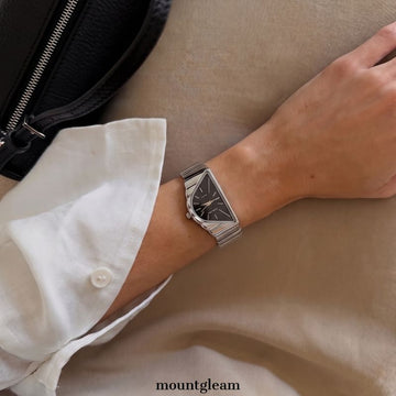 Black Half‑Moon Dial Watch for Women | Urban Minimalist Crescent Timepiece