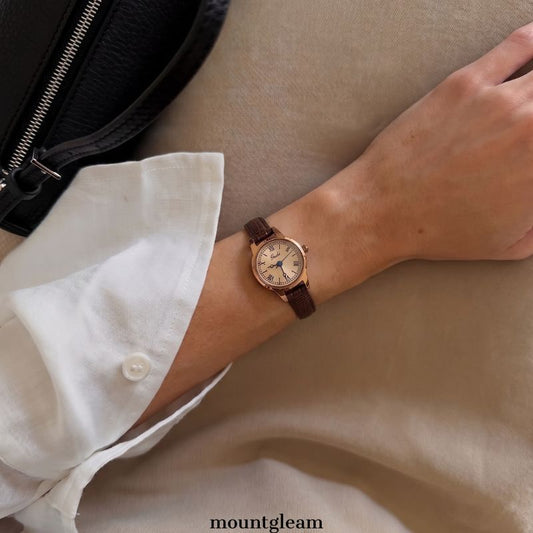 Vintage Warmth: Brown Round Dial Watch with All-Brown Leather Strap