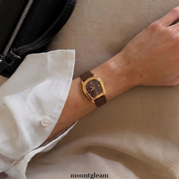 Earth Tone Timepiece - Brown Shell Dial with Gold Frame