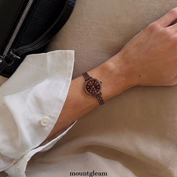 Modern Minimalist – Women’s Brown Slim Strap Round Dial Quartz Watch