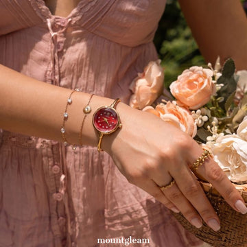 Gold Red Dial Bracelet Watch for Women – Quartz