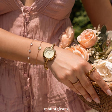 Minimalist Gold Bangle Watch – Round Dial Jewelry Watch for Women