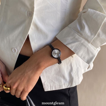 Mono Charm – Black Slim Strap Grey Mini Dial Women’s Quartz Watch