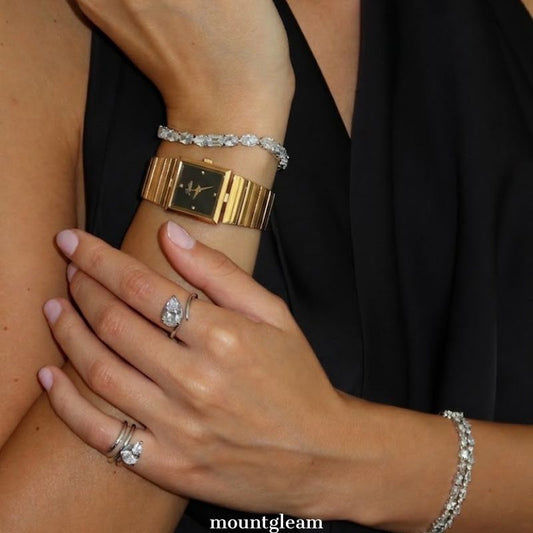 Bold Statement: Black Square Dial Watch with Gold Stainless Steel Bracelet