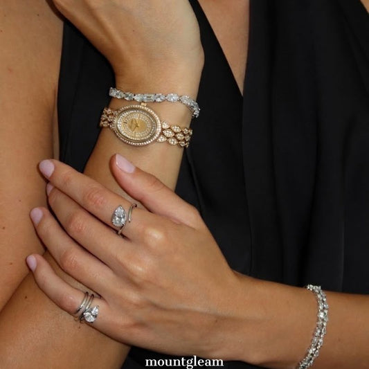 Ultimate Sparkle: Gold Oval Diamond Dial with Fully Diamond-Set Bracelet