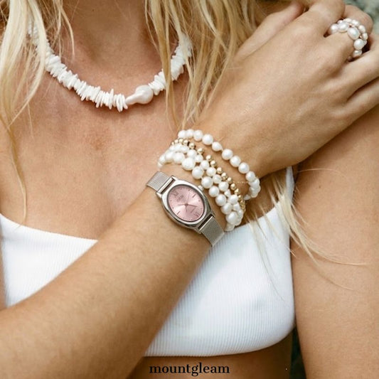 Bracciale in bambù argento ovalo ovalo orologio da donna orologio da signori