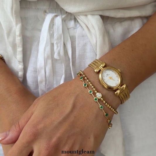Classic Gold Wheat Chain Watch with White Small Round Dial – Women’s Quartz Watch