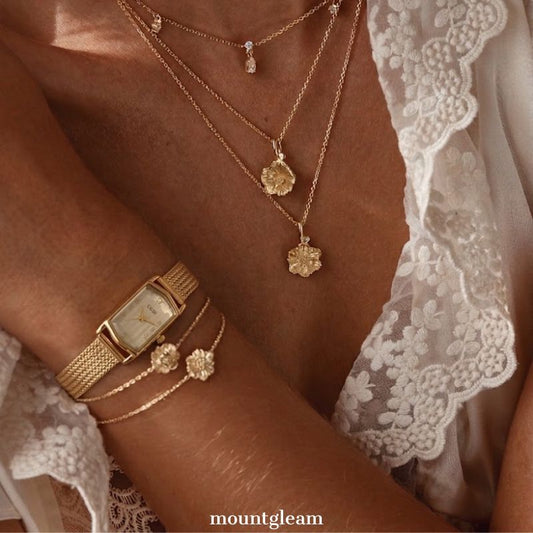Golden Sheaf Petite: White Dial Gold Watch