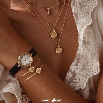 Geometric Edge: White Rhombus Dial Watch with Gold Rhombus Bezel & Black Leather Strap