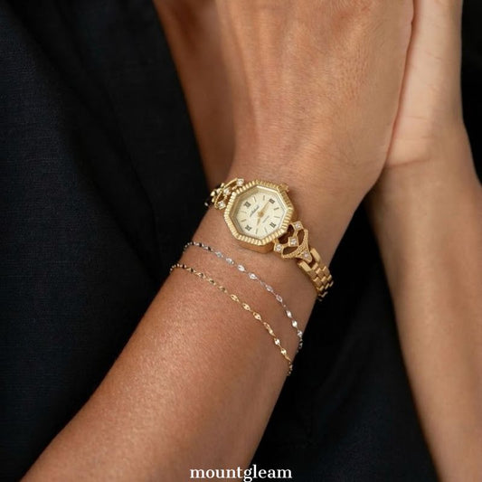 Women's Quartz Watch-Vintage-geïnspireerde gouden armband met achthoekige wijzerplaat