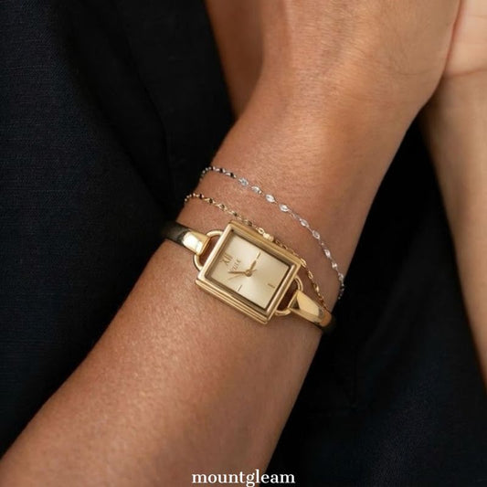Minimalist Square Gold Bangle Watch – Bracelet Quartz Watch for Women