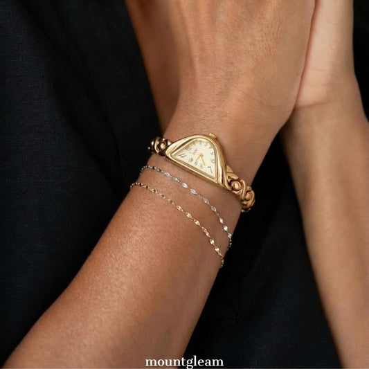 Gold Half‑Moon Dial Watch for Women | Elegant Half‑Round Timepiece